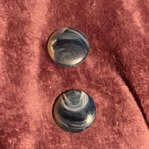 Swirled Blue and Gray Button Earrings